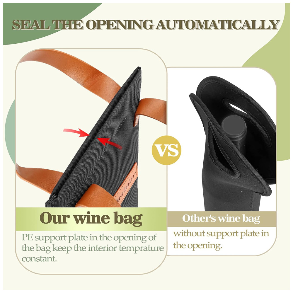 Bolsa Térmica para Vinho Tirrinia Transporte Fácil e Elegante para Viagens Picnics e Presentes para Amantes de Vinho - Preto - Imagem 5