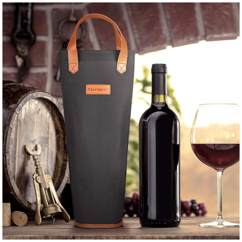 Bolsa Térmica para Vinho Tirrinia Transporte Fácil e Elegante para Viagens Picnics e Presentes para Amantes de Vinho - Preto - Imagem 6