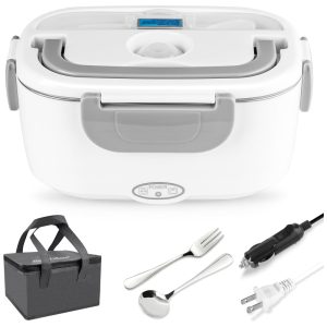 Marmita Elétrica Portátil 2 em 1 15L com Bolsa para Transporte Colher e Garfo 12V ou 110V HengLiSam Cinza