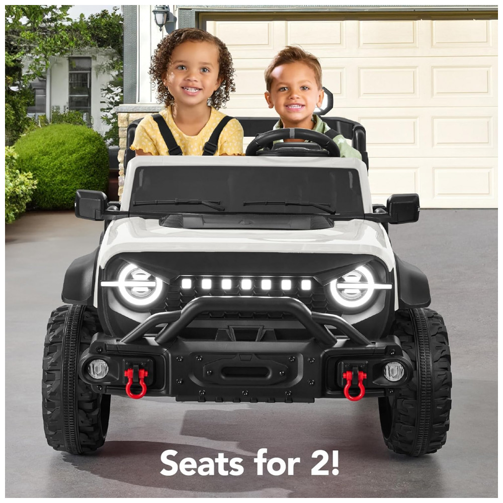 Carro Elétrico Infantil Best Choice Products 24V Branco, Caminhão 2 Lugares, com Controle Remoto, Bluetooth, Luzes LED e Capacidade para 60 kg - Imagem 3