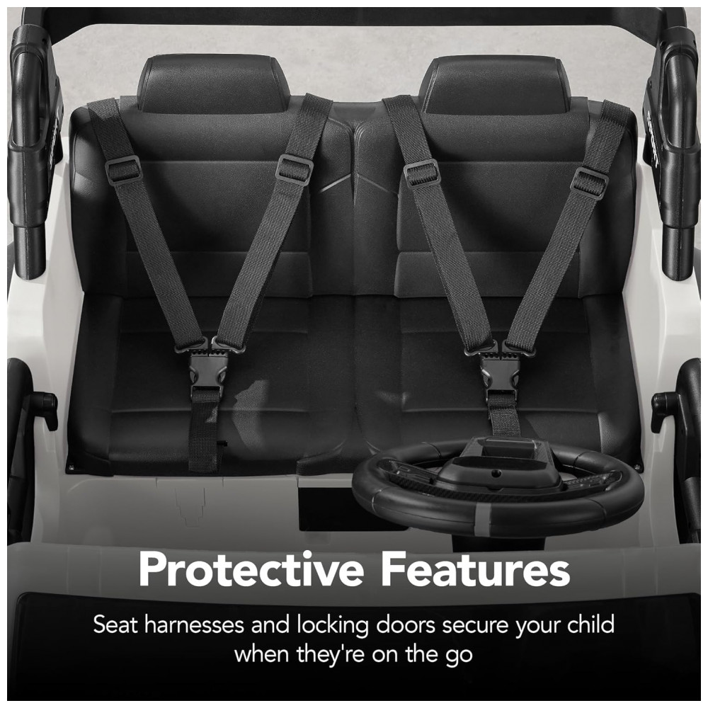 Carro Elétrico Infantil Best Choice Products 24V Branco, Caminhão 2 Lugares, com Controle Remoto, Bluetooth, Luzes LED e Capacidade para 60 kg - Imagem 7