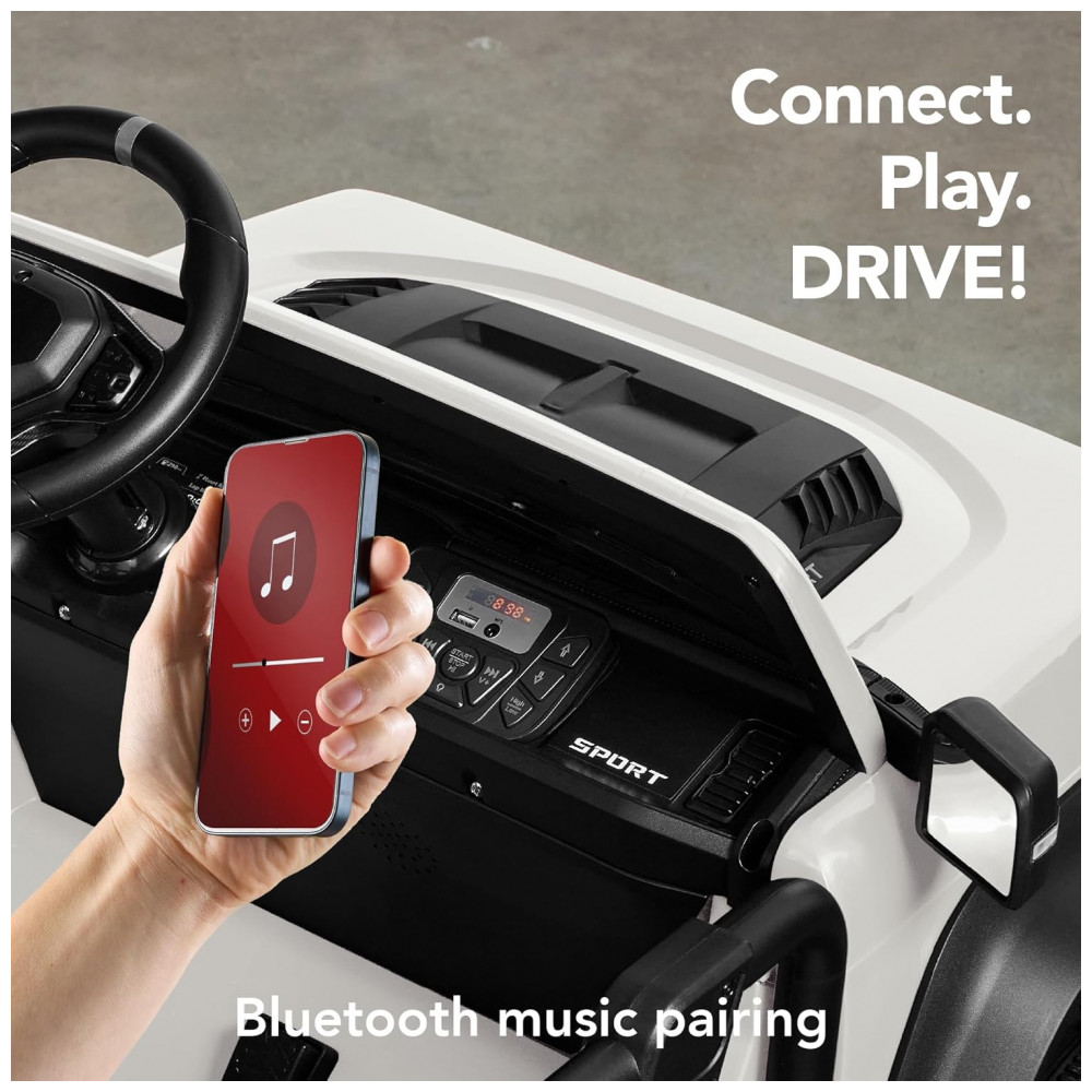 Carro Elétrico Infantil Best Choice Products 24V Branco, Caminhão 2 Lugares, com Controle Remoto, Bluetooth, Luzes LED e Capacidade para 60 kg - Imagem 8