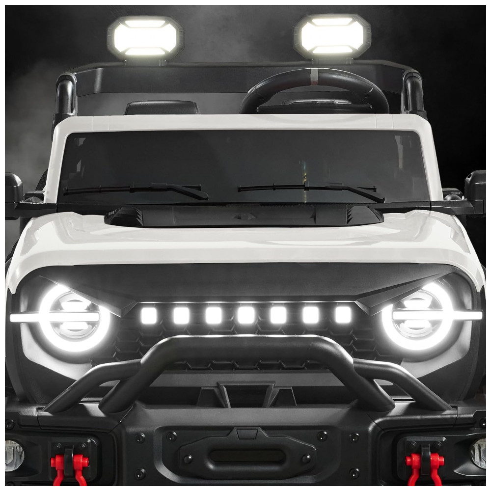 Carro Elétrico Infantil Best Choice Products 24V Branco, Caminhão 2 Lugares, com Controle Remoto, Bluetooth, Luzes LED e Capacidade para 60 kg - Imagem 9