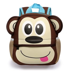 Mochila infantil Hipiwe macaco em neoprene marrom