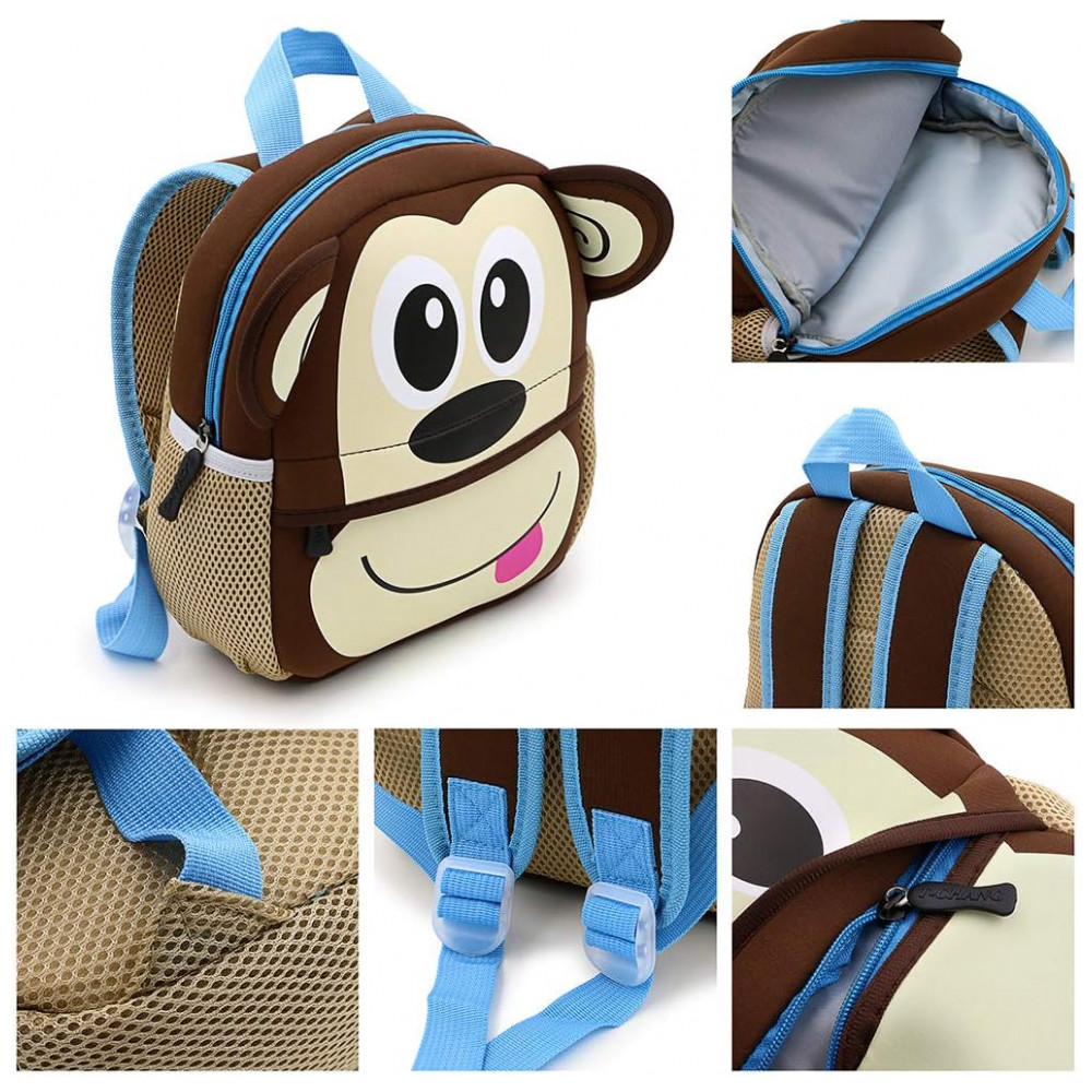 Mochila infantil Hipiwe macaco em neoprene marrom - Imagem 6