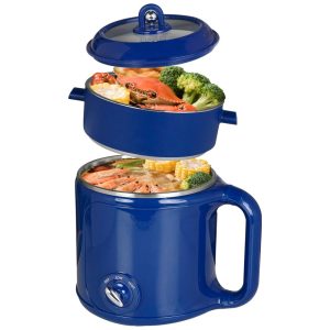 Ksalinameslon Panela Elétrica 2L com Vaporizador - Cozinhe Macarrão Aveia Fondue e Mais Fácil e Rápido