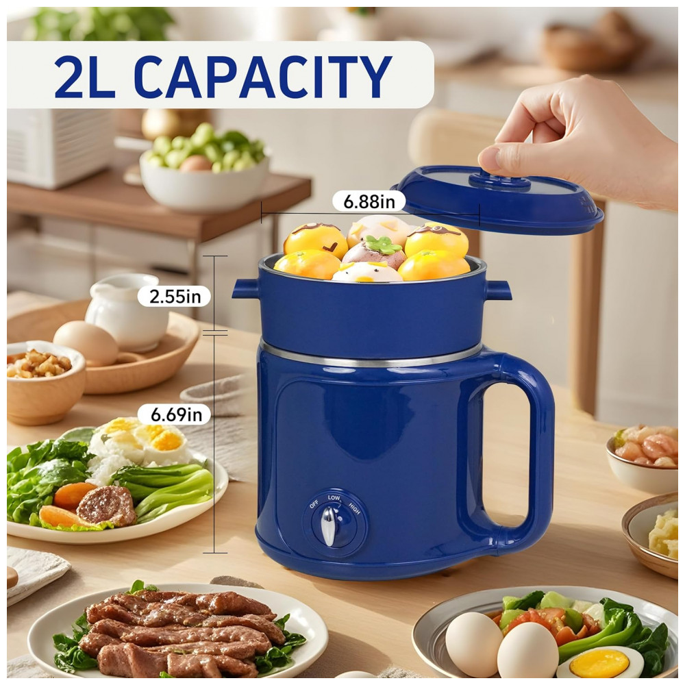 Ksalinameslon Panela Elétrica 2L com Vaporizador - Cozinhe Macarrão Aveia Fondue e Mais Fácil e Rápido - Imagem 3