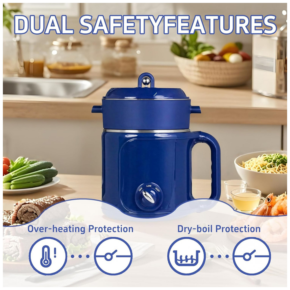 Ksalinameslon Panela Elétrica 2L com Vaporizador - Cozinhe Macarrão Aveia Fondue e Mais Fácil e Rápido - Imagem 4