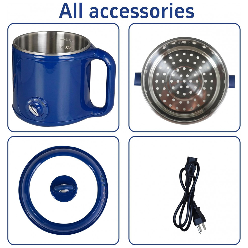 Ksalinameslon Panela Elétrica 2L com Vaporizador - Cozinhe Macarrão Aveia Fondue e Mais Fácil e Rápido - Imagem 5