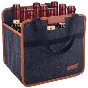 Sacola Térmica para 9 Garrafas de Vinho Bolsa de Vinho de Alta Qualidade Reutilizável para Viagens Camping e Piquenique Foyego