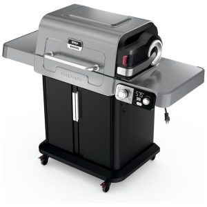 Ninja FlexFlame Master: Churrasqueira e Defumador Elétrico e a Gás Assador Grelhador Forno de Pizza Sistema de Cozimento 5 em 1 Controle Digital Inox