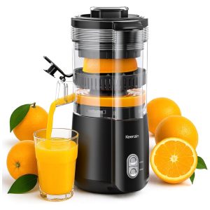 Extrator de Suco Elétrico Keerain Máquina de Suco de Laranja Sem as Mãos com Escova de Limpeza Espremedor Automático para Limão Lima Toranja Romã