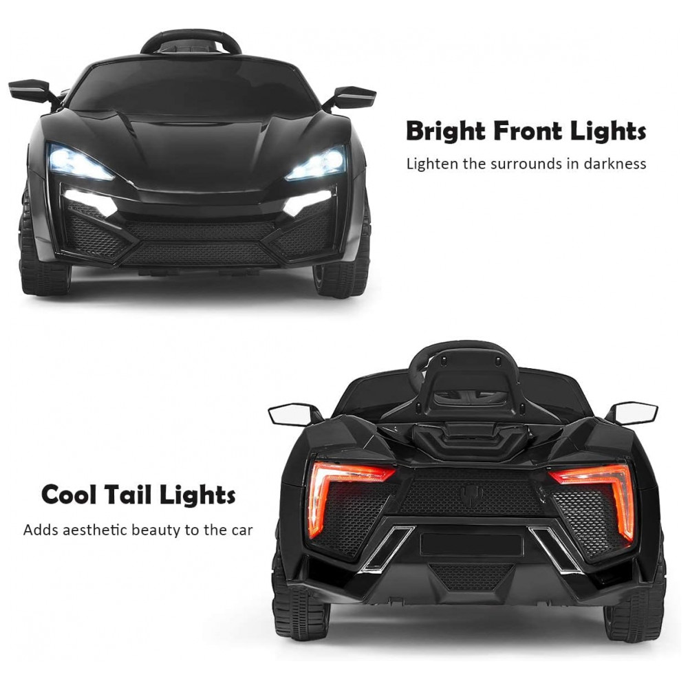 Carro Elétrico Infantil OLAKIDS Preto 12V 4 Rodas Suspensão Porta Dupla Controle Remoto LED 3 Velocidades Música USB TF - Imagem 5