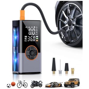 Compressor de Ar Portátil KUXISA 150PSI 2X mais Rápido com Medidor de Pressão Digital Bomba de Ar Portátil para Carro Motocicleta Bicicleta e Bola