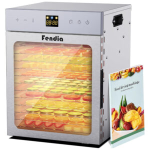 Desidratador de Alimentos para Jerky, 12 Bandejas de Aço Inoxidável, 1200W Desidratador de Frutas, Timer de 24H e Controle de Temperatura,Fendia