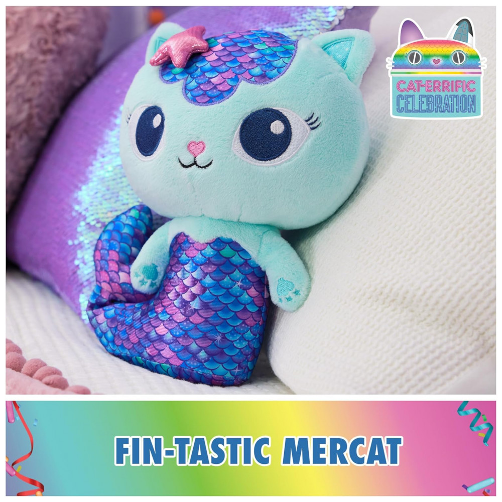 Gabby's Dollhouse: Pelúcia Premium FinTastic MerCat de 25,4cm com Cauda de Sereia Móvel - Brinquedo Interativo para Meninas e Meninos - Imagem 3