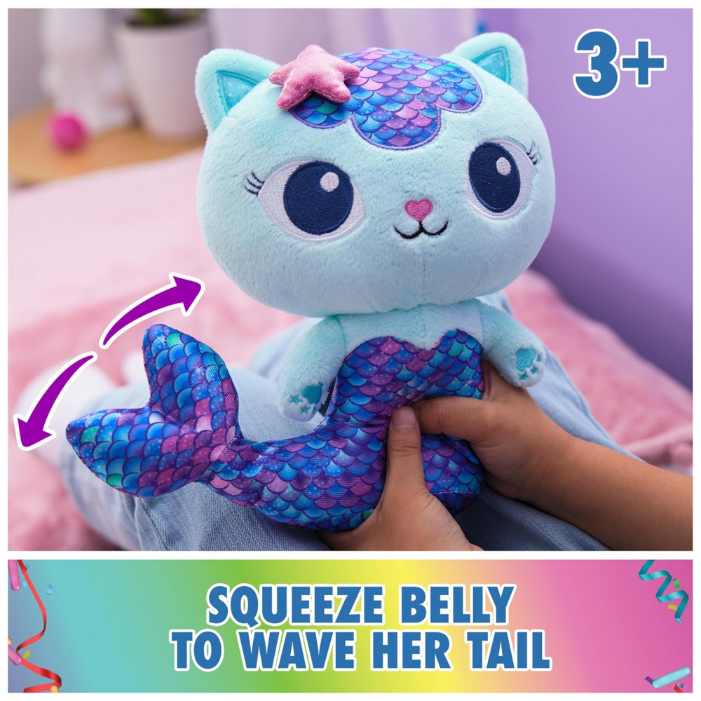 Gabby's Dollhouse: Pelúcia Premium FinTastic MerCat de 25,4cm com Cauda de Sereia Móvel - Brinquedo Interativo para Meninas e Meninos - Imagem 4