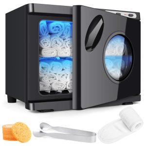 Aquecedor de Toalha Elétrico para Barbearia 23L com Janela Transparente 110V DEPFALL Preto