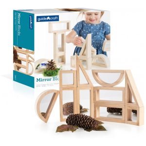 Blocos de espelho em madeira Guidecraft Mirror Blocks com 10 peças para exploração visual e atividades STEM na educação infantil
