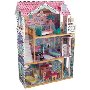 Casa de Bonecas de Madeira com 17 Acessórios 3 Andares para Crianças a partir de 3 anos KidKraft Rosa