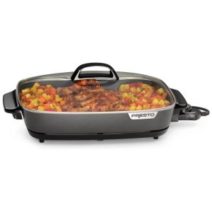 Frigideira Elétrica Antiaderente com Tampa de Vidro 1500W 110V PRESTO 06858 Cinza Escuro