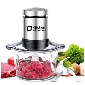 Processador de Alimentos Kitchen in the box 2L Tigela de Vidro 400W 2 Velocidades Picador de Carnes e Legumes 110V