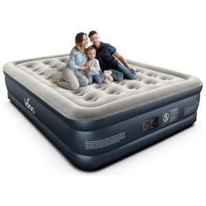 Colchão de Ar iDOO Queen com Bomba Integrada 45 cm de Altura para Conforto Superior Estrutura de Quatro Câmaras Atualizada