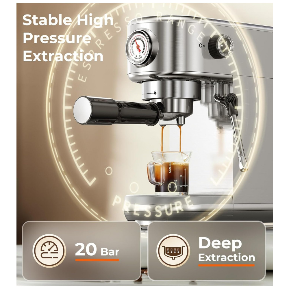 Máquina de Espresso 20 Bar Vaporizador Profissional Compacta Controle NTC Atatix Inox Prata 110V - Imagem 4
