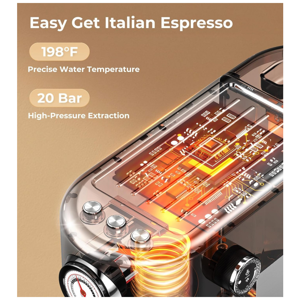 Máquina de Espresso 20 Bar Vaporizador Profissional Compacta Controle NTC Atatix Inox Prata 110V - Imagem 5
