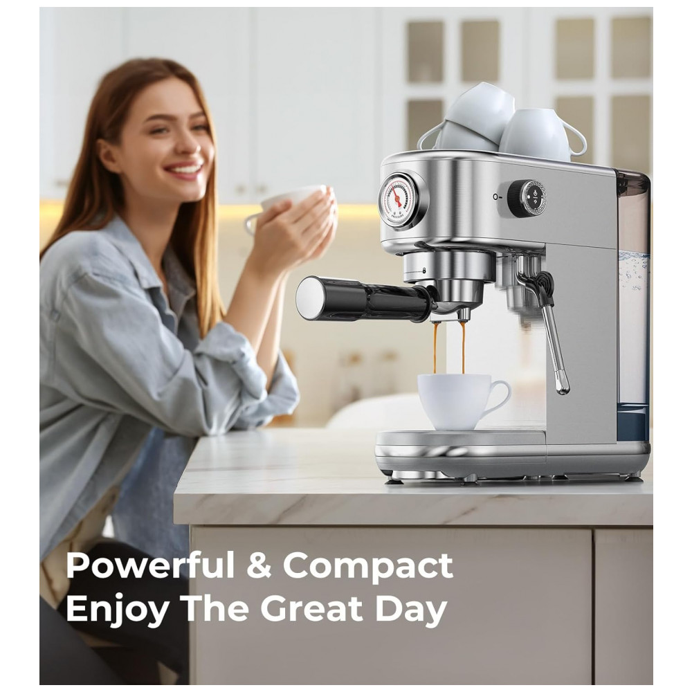 Máquina de Espresso 20 Bar Vaporizador Profissional Compacta Controle NTC Atatix Inox Prata 110V - Imagem 8