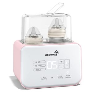 Grownsy Aquecedor de Mamadeira 6 em 1 Aquece e Esteriliza Tamanho Padrão Rosa
