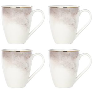 Conjunto de Canecas Estilo Casual com 4 Peças Capacidade 350mL e Material de Porcelana Lenox 897304 Cinza Claro e Bege