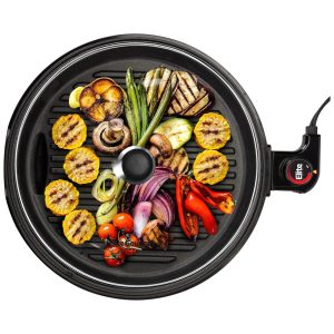 Churrasqueira Elétrica Indoor Elite Gourmet EMG6505G Smokeless com Tampa de Vidro Fácil de Limpar - Design Não-Grudento e Ajuste de Temperatura
