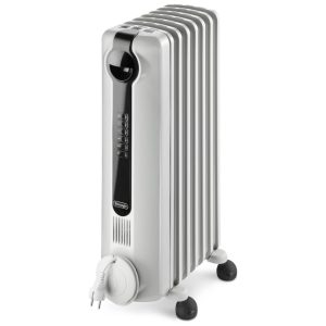 Aquecedor Elétrico a Óleo com Temporizador Digital e 3 Configurações de Calor 110V 1500W DELONGHI TRRS0715E Cinza Claro