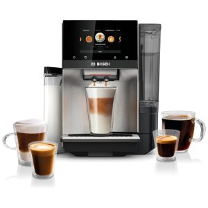 Máquina de Café Expresso Automática com 36 Variedades de Café e Aquecedor de Xícaras 110V Bosch TQU60703 800 Series Preto e Prata