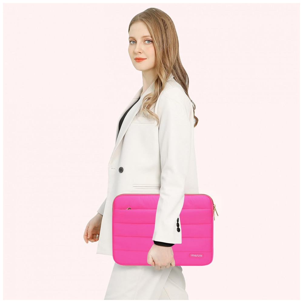 MOSISO 15-15,6" Capa Puff para Laptop com Bolsa Adicional, Compatível com MacBook Pro 16, HP, Dell, ASUS, Acer, Lenovo, Vermelho Rosado - Imagem 6