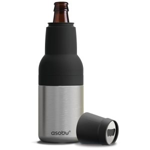 Cooler Portátil para Garrafas de cerveja com Isolamento Duplo Aço Inox ASOBU Frosty Beer Prateado