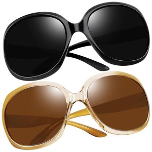 Óculos de Sol Feminino Polarizados com Proteção UV Joopin D01 2 Unidades Preto e Marrom