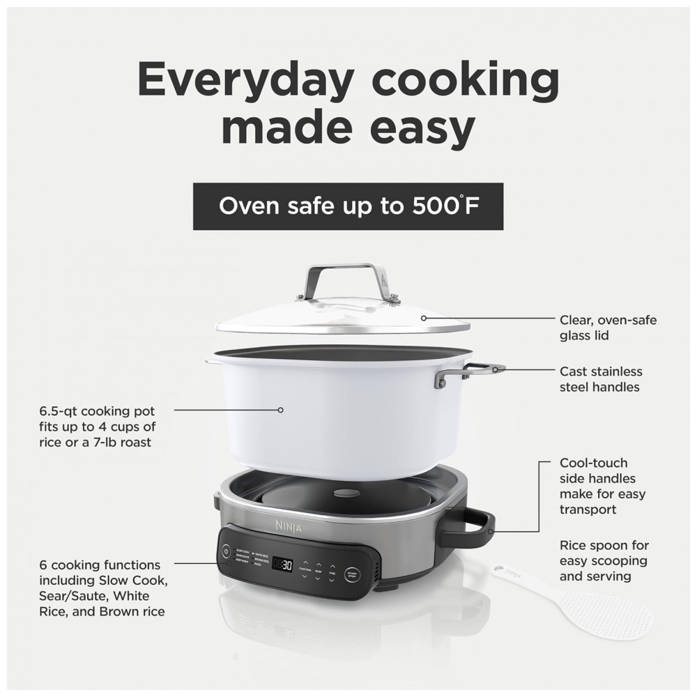 Ninja Foodi 615 litros Possible Cooker 6 em 1 Multi Cooker Branco/Aço Inoxidável - Imagem 9