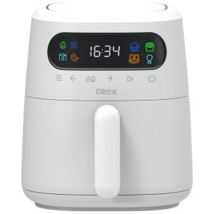 Fritadeira Elétrica Air Fryer 3L com Tecnologia TurboCrisp Controle de Temperatura e Desligamento Automático 110V 1300W CRUX Branca