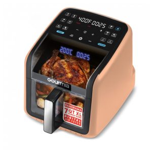 Fritadeira Elétrica Air Fryer Gourmia Pêssego 66L Janela Panorâmica 12 Programas FryForce 360 1500W 110V