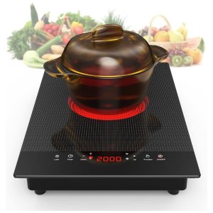 Cooktop Elétrico de Indução Portátil com Painel Digital Queimador Único 9 Níveis de Potência Trava para Crianças Temporizador e Proteção Contra Superaquecimento 110V 2000W VBGK Preto