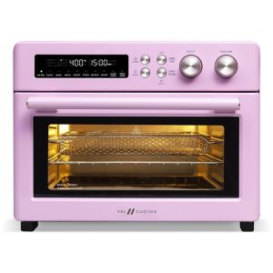 Forno de Convecção 10 em 1 248L com Função Air Fryer Livro de Receitas e Aquecimento Infravermelho 1750W Val Cucina Retrô Rosa