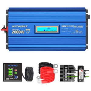 Inversor de Potência 2000W DC 12V para AC 3 Tomadas 2 USB 110v VOLTWORKS VK 2000PBR Azul Aço