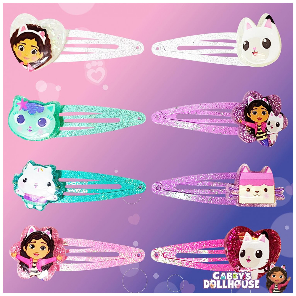 Presilhas de Cabelo Gabbys Dollhouse para Meninas - Kit com 8 Presilhas Coloridas Idade 3+,Luv Her - Imagem 2