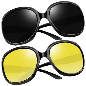 Óculos de Sol Feminino Polarizados com Proteção UV Joopin D05 2 Unidades Preto e Preto Amarelo
