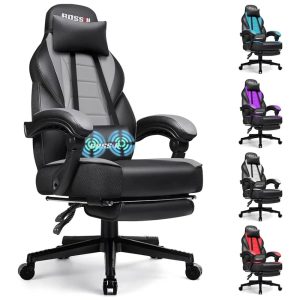 BOSSIN Cadeira de Escritório Gamer Reclinável e Ergonômica com Apoio para Lombar Vermelha