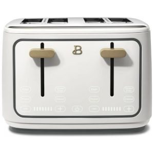 Torradeira elétrica de pão 4 fatias Beautiful Branca 1800W slots extralargos display touch funções bagel e congelados aço inox 110V