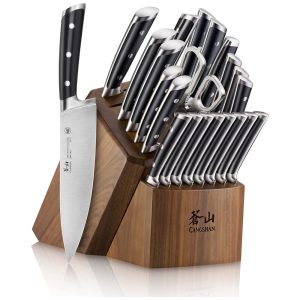 Conjunto de Facas em Aço Alemão com Bloco de Bancada 23 Peças Cangshan S Series 1026054 Preto