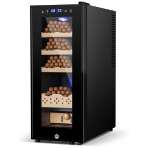 Umidor Elétrico para Charutos: 35 Litros Resfriamento Termostático 250 Unidades Prateleiras de Cedro Espanhol e Tela de Controle.Velieta